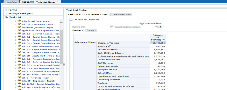 Example of form schedule 10 - Expenses option 1